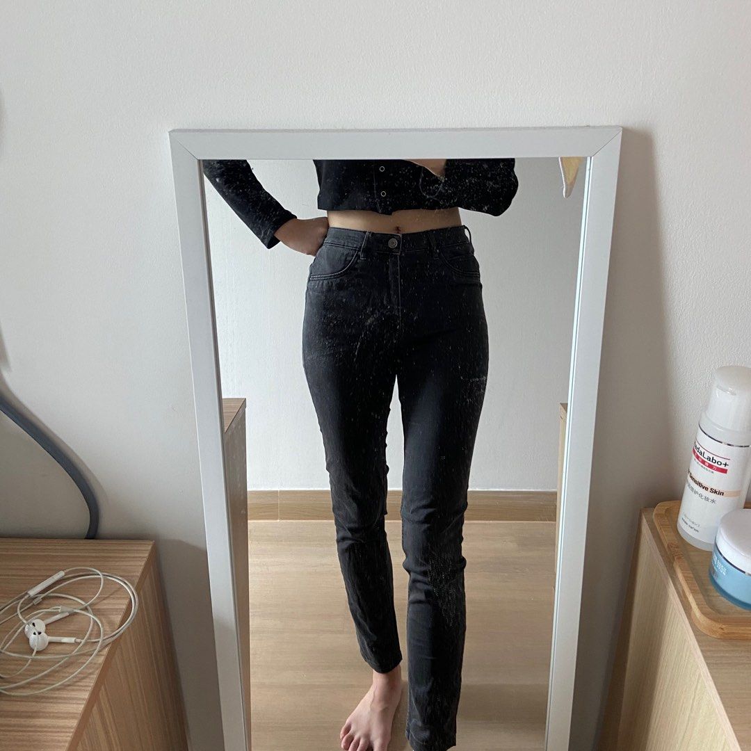 H&m black high waisted skinny jeans hot sale