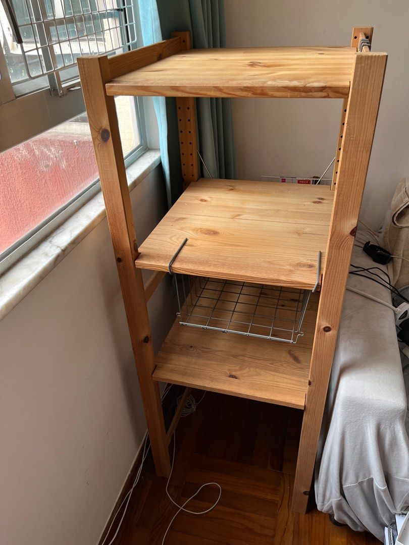 ikea 木層架連籃, 傢俬＆家居, 傢俬, 櫃子、組合櫃及置物架 - Carousell