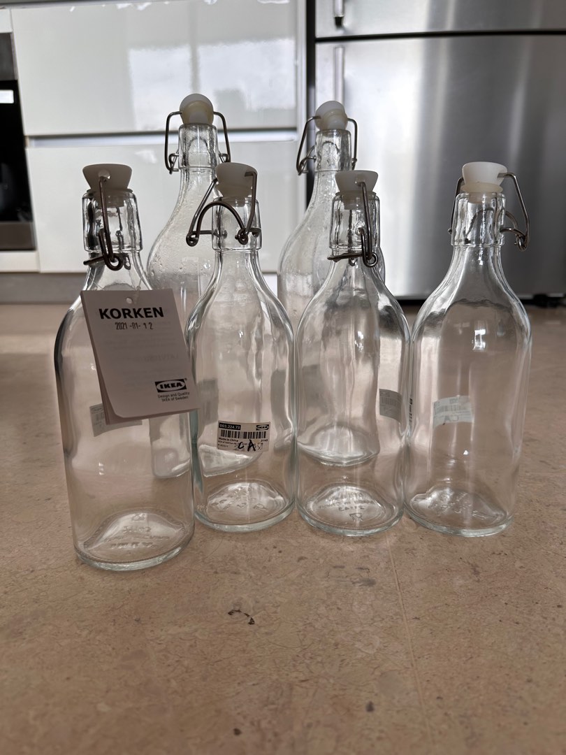 KORKEN Bottle with stopper, clear glass, Height: 11 Diameter: 4 - IKEA