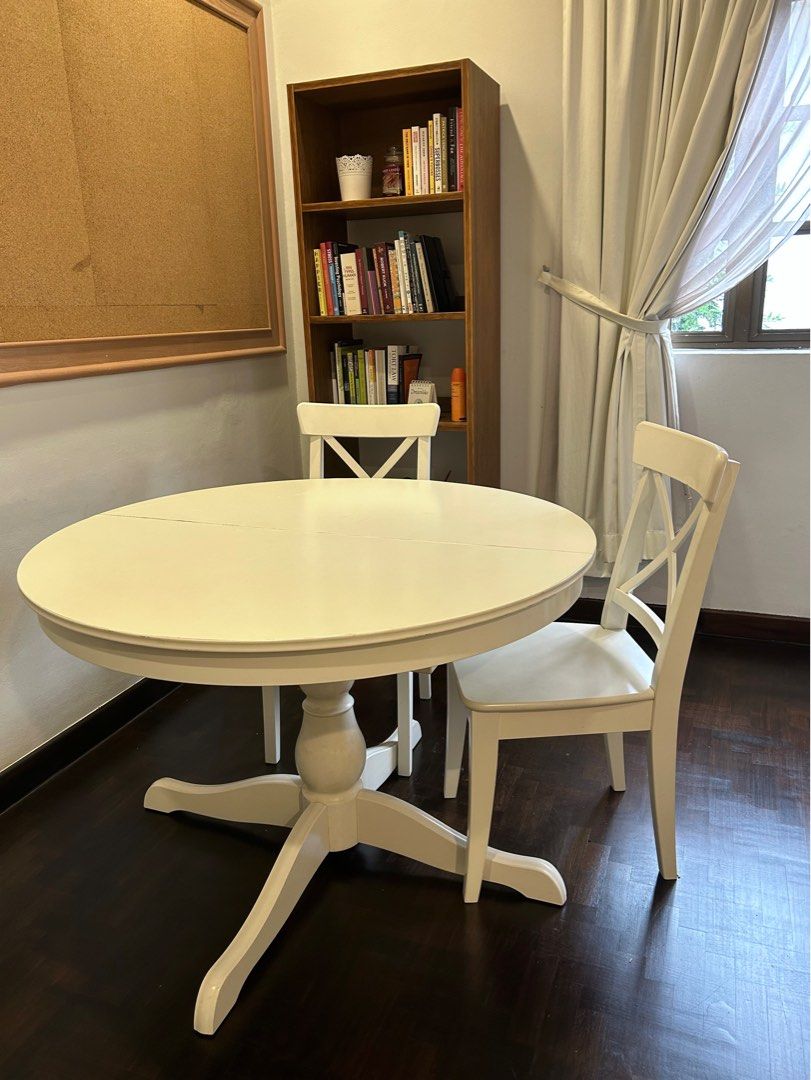 Ikea white round extendable table store