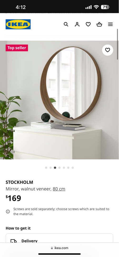 Ikea Stockholm mirror 80cm, Furniture & Home Living, Home Decor