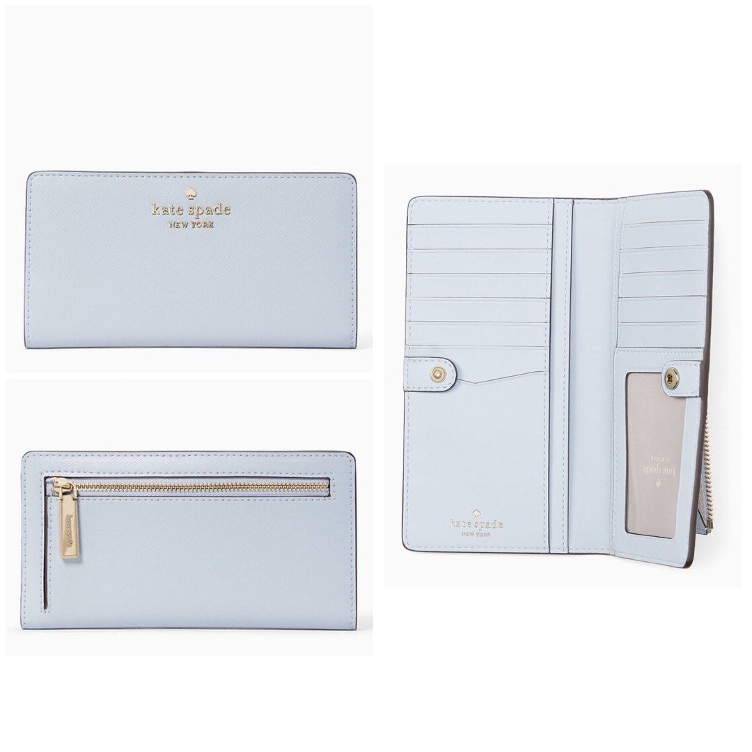 INSTOCK Kate Spade Staci Large Slim Bifold Wallet Pale Hydrangea Periwinkle Light Blue Women s Fashion Bags Wallets Wallets Card Holders on Carousell