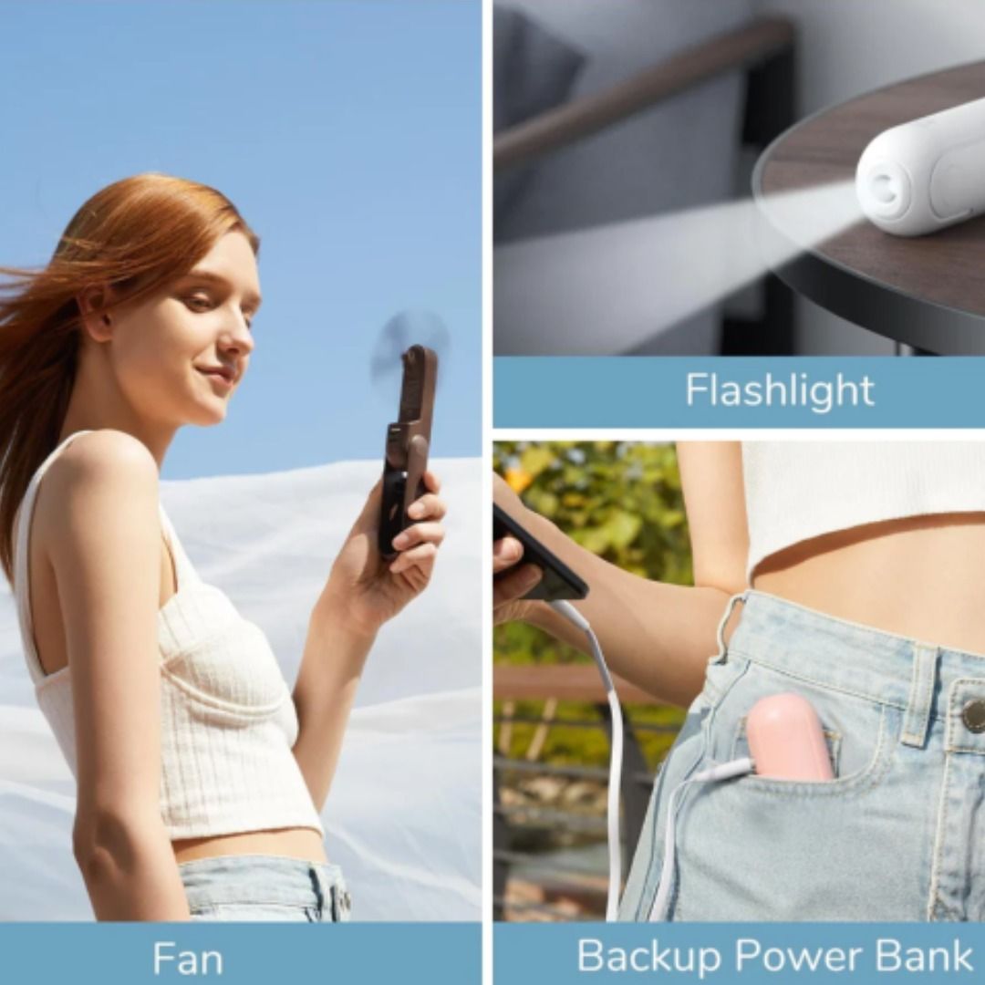 JISULIFE 3 IN 1 Portable Handheld Fan Flashlight USB Rechargeable Mini ...