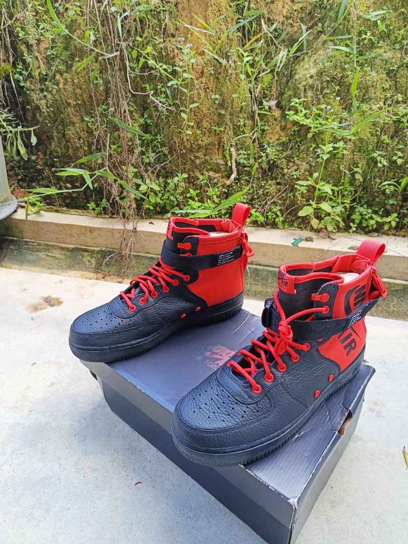 Sf air force 1 mid habanero store red black