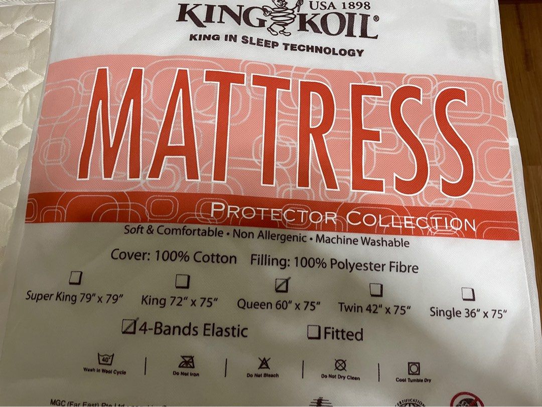 King koil mattress protector (Queen size), Furniture & Home Living, Furniture, Bed Frames