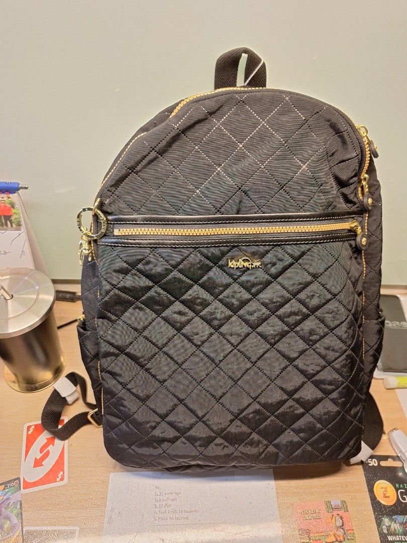 kipling black deeda laptop backpack w gold details authentic, Women's
