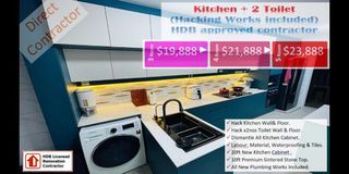 Kitchen & 2 Toilet Hacking included, #HDB renovation, #transparent deal, #bto renovation, #hacking work, #toilet reno, #kitchen reno, #new kitchen, #Resale kitchen, #nice renovation, #rumah #hdb #dapur #bilik #fyp #foryoupage #haus #renoRumah  #dapurbaru