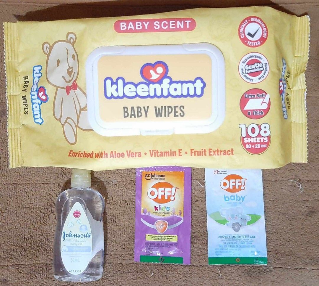 KLEENFANT WIPES SET (Category: Diapers & Baby Wipes) located in Manila. Submitted by sweetieteapascua (Listing ID 1253859845, Image 2). Description: KLEENFANT WIPES ALL SCENT WITH JOHNSON BABY OIL 50ML AND 2SACHET OFF 5ML EACH EXPIRATION DATE 2025 FOR ONLY 100 PESOS🙂 PAYMENT COD, GCASH, BANKTRANSFER.