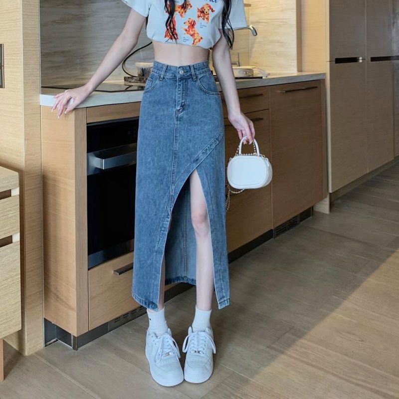 Korean long denim skirt shop