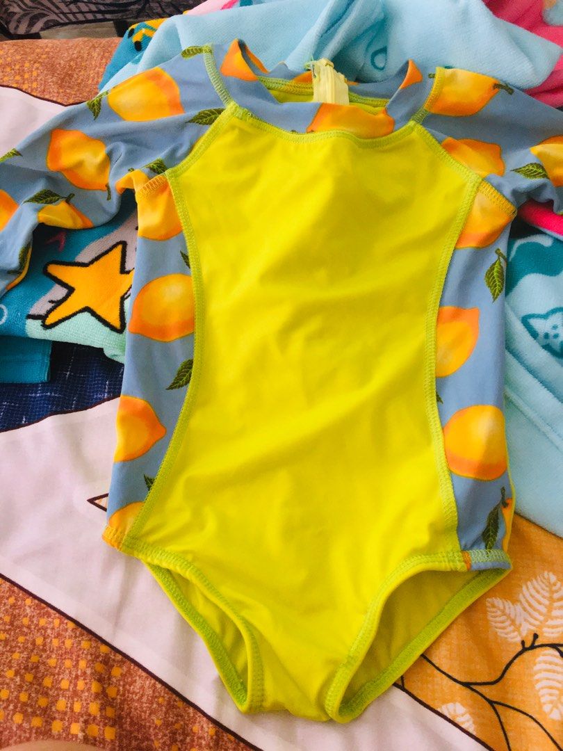 Yellow long sleeve swimsuit hotsell