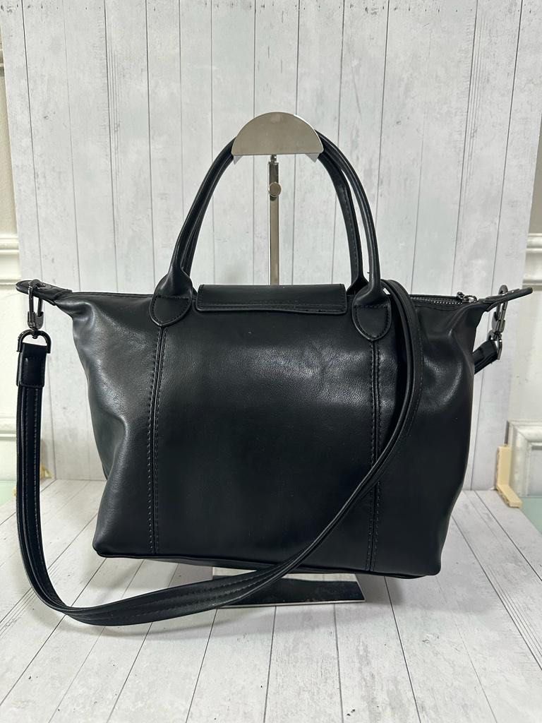 Longchamp black leather discount bag