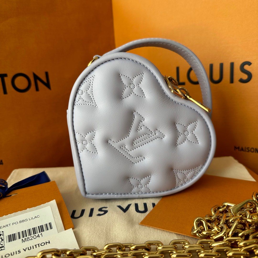 LOUIS VUITTON Calfskin Embroidered Monogram Pop My Heart Bag Pouch Lilac  1213032