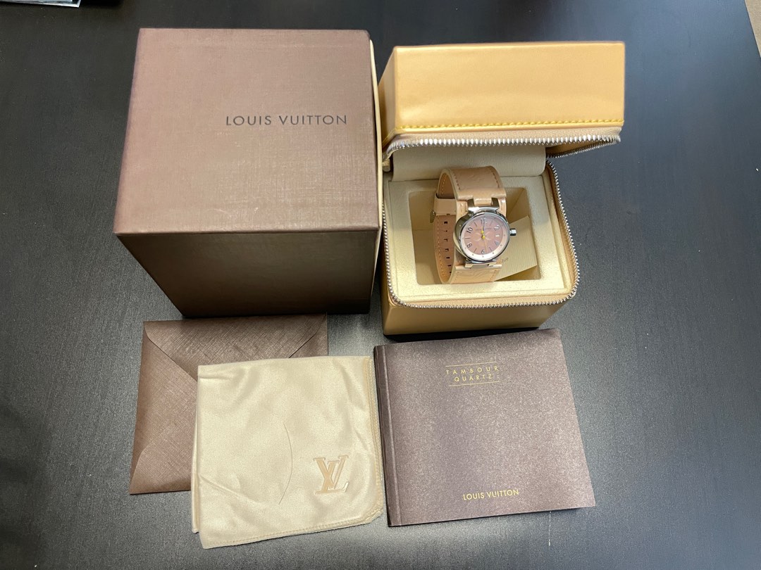 Louis Vuitton - Louis Vuitton Tambour Q1216 Beige Pink Leather