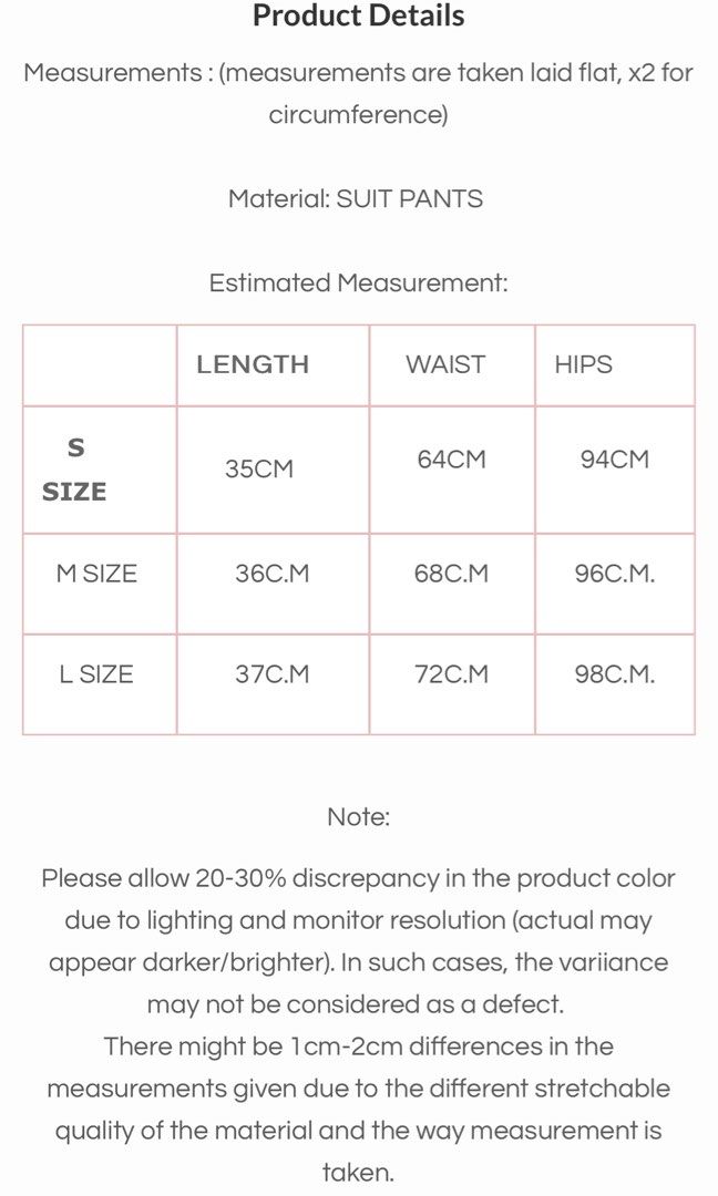 Calvin klein outlet suit size chart
