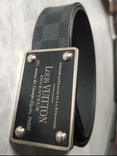 LOUIS VUITTON Taurillon 35mm Pont Neuf Belt 95 38 Black 1115396