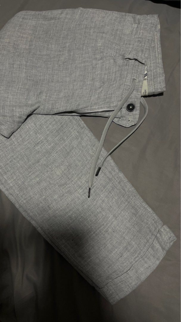 MANGO Grey Linen Pants Men s Fashion Bottoms Trousers on Carousell