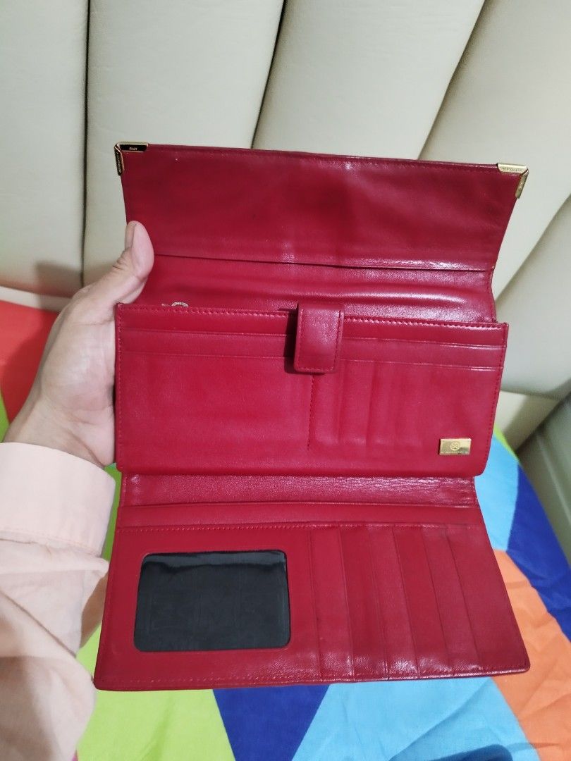 Metrocity, Bags, Metrocity Trifold Long Wallet In Red Gold