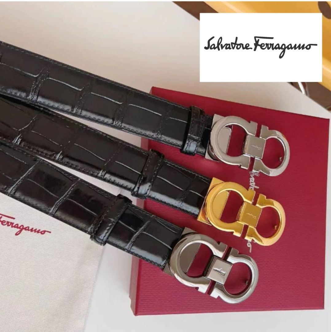 New Salvatore Ferragamo Original Crocodile Fashion Belt 35mm For Men Women Come With Complete set Suitable For Gift Have 3 colors Luxury Accessories on Carousell