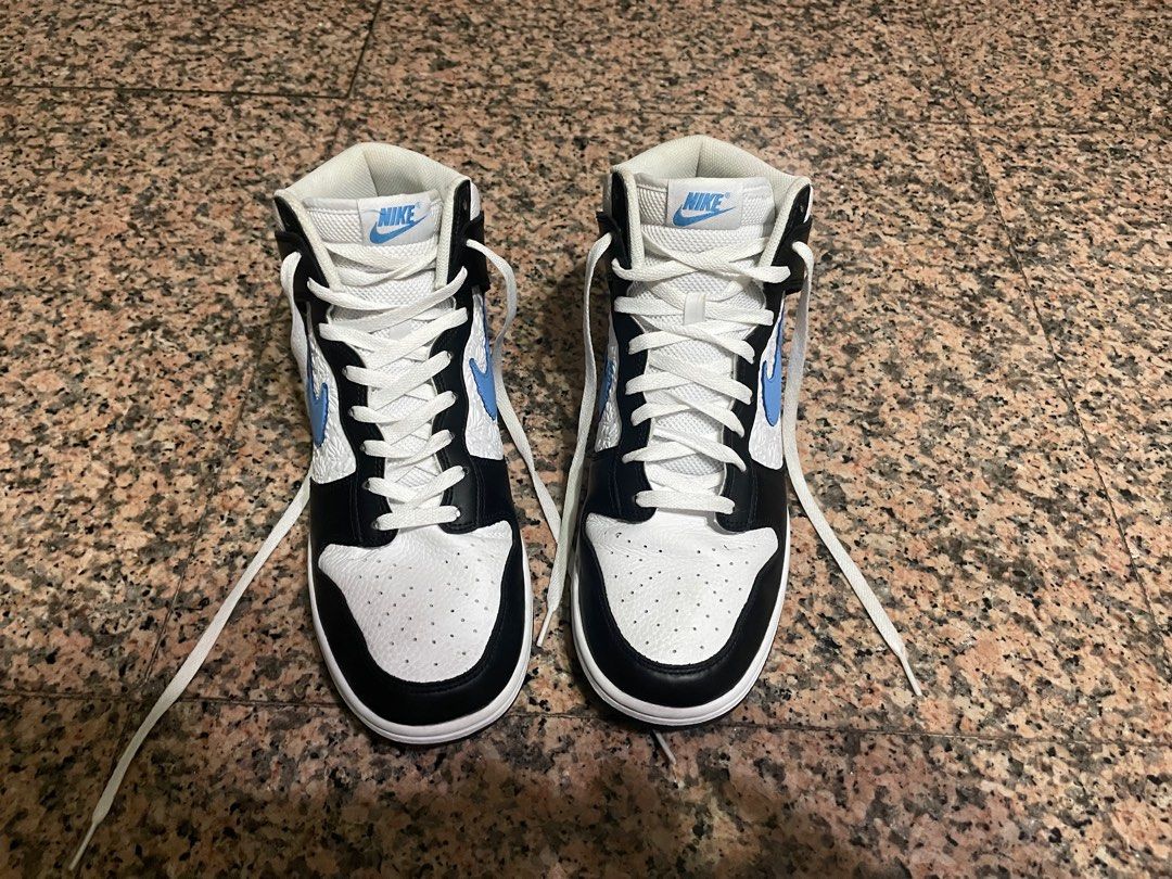 nike dunk black white blue