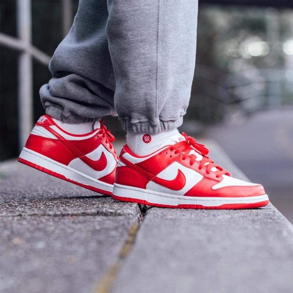 Nike Dunk Low SP St. John White and University Red, Men's Fashion,  Footwear, Sneakers on Carousell