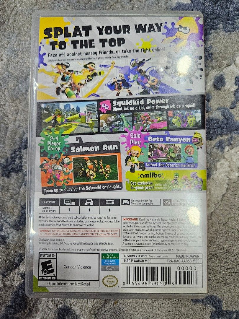 Nintendo Switch Splatoon 2 Physical Cartridge Video Gaming