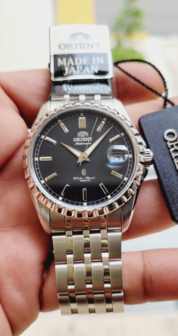 NOS JDM Orient Sapphire Fluted Bezel Made in Japan Piano Black Dial