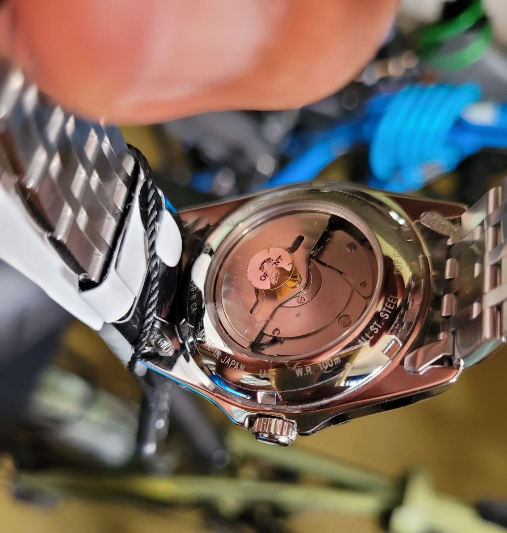 NOS JDM Orient Sapphire Fluted Bezel Made in Japan Piano Black Dial