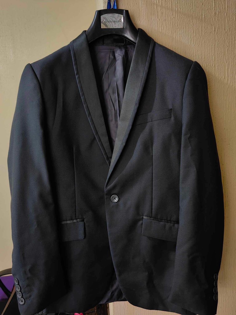 Onesimus Tuxedo Slim Coat 1 Button -Dark Gray, Men's Fashion, Coats ...