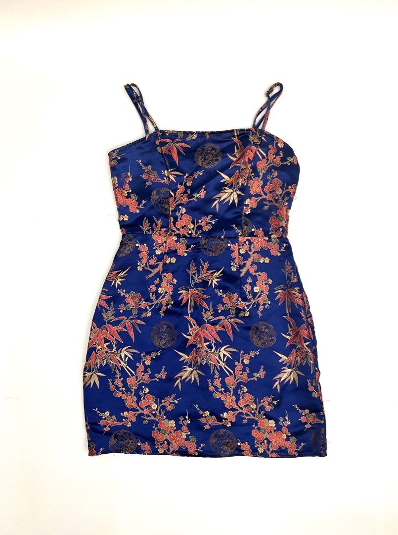 Oriental print shop mini dress