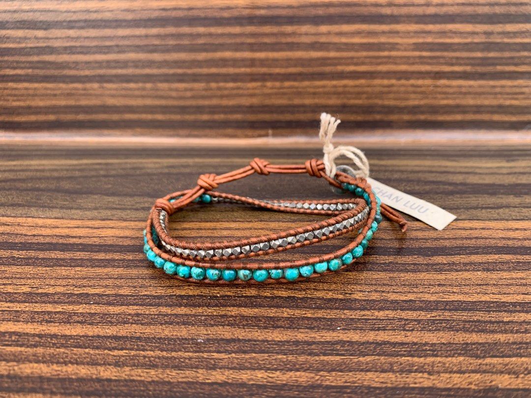 Chan Luu Turquoise on Brown Leather Wrap Bracelet India | Ubuy