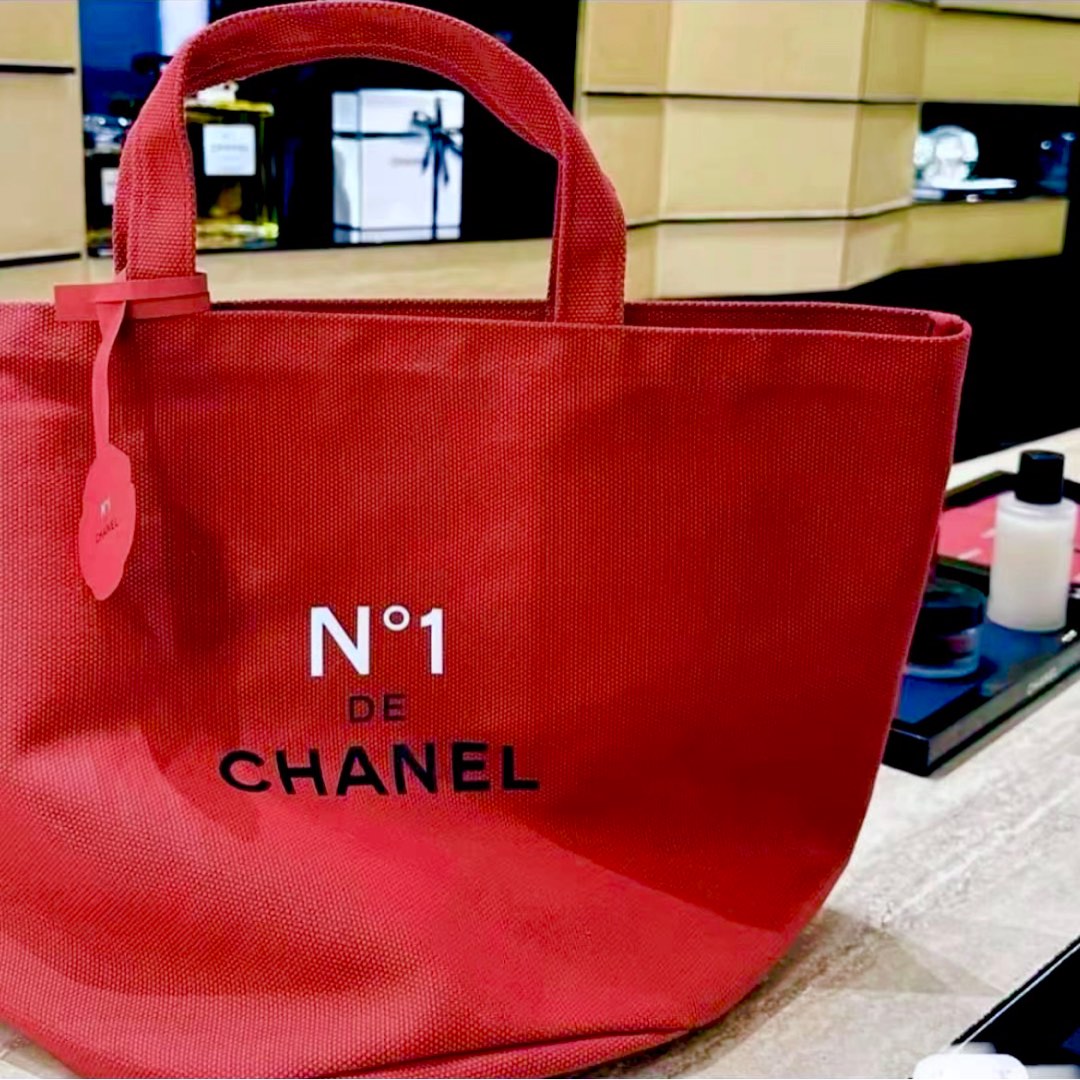 CHANEL N°1 Tote Bag Cotton Red Camellia 45 x 30 x 25 cm vip gift