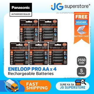 Panasonic Eneloop Pro BK 3HCCE 4BT AA Rechargeable Battery Pack of 4 (Black) x5 | JG Superstore