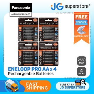 Panasonic Eneloop Pro BK 3HCCE 4BT AA Rechargeable Battery Pack of 4 (Black) x4 | JG Superstore
