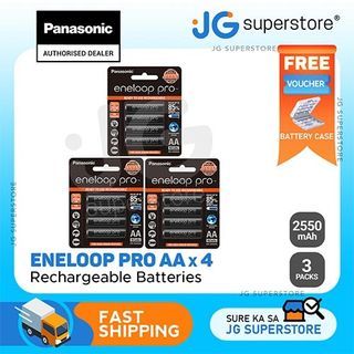 Panasonic Eneloop Pro BK 3HCCE 4BT AA Rechargeable Battery Pack of 4 (Black) x3 | JG Superstore