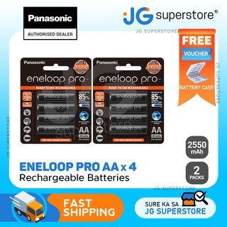 Panasonic Eneloop Pro BK 3HCCE 4BT AA Rechargeable Battery Pack of 4 (Black) x2 | JG Superstore