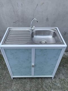 Portable sink stainless steel with cabinet