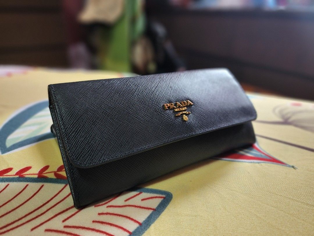 Leather Wallets Prada Flap Wallet Designer Wallets Prada Black Saffiano  Wallet Prada Saffiano