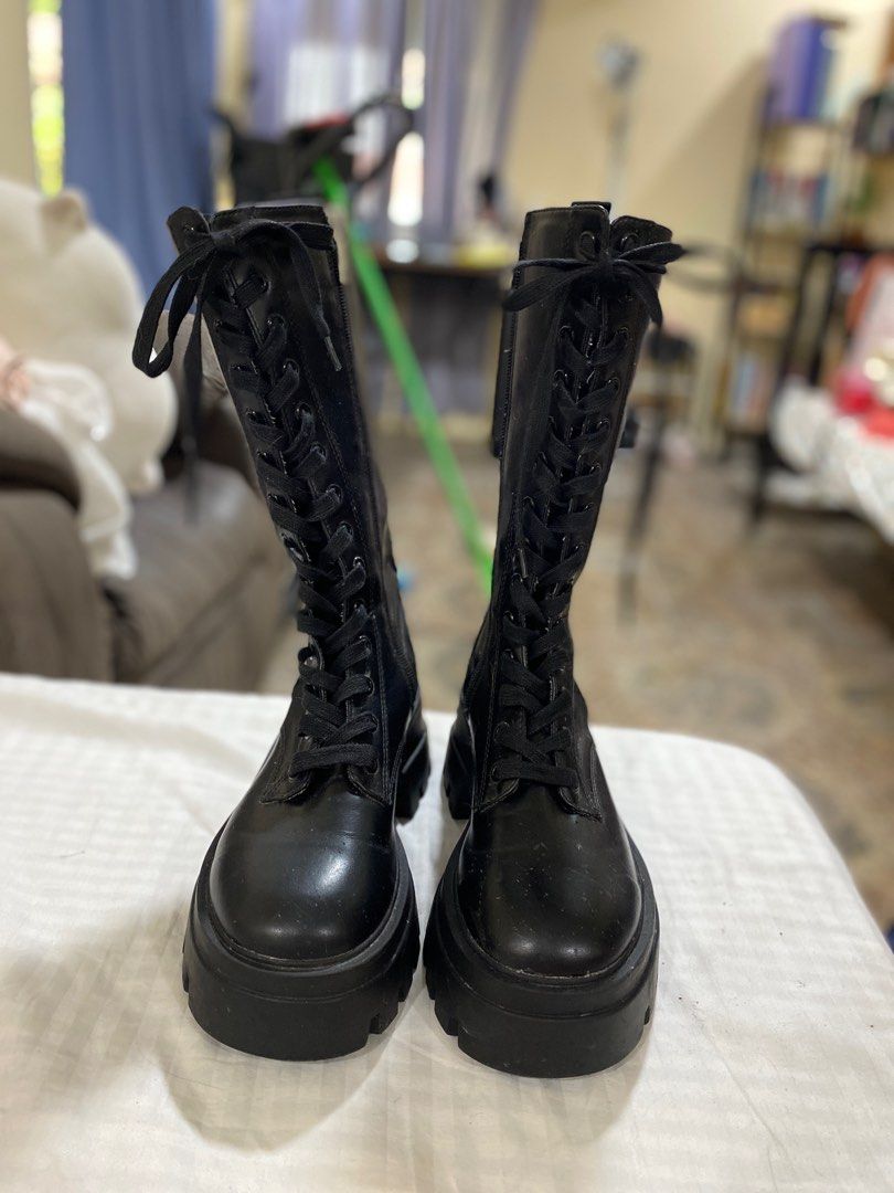 Pull Bear Lace Up Boots with Track Soles Women s Fashion