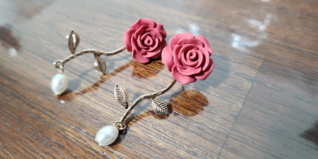 Gold rose cheap earrings