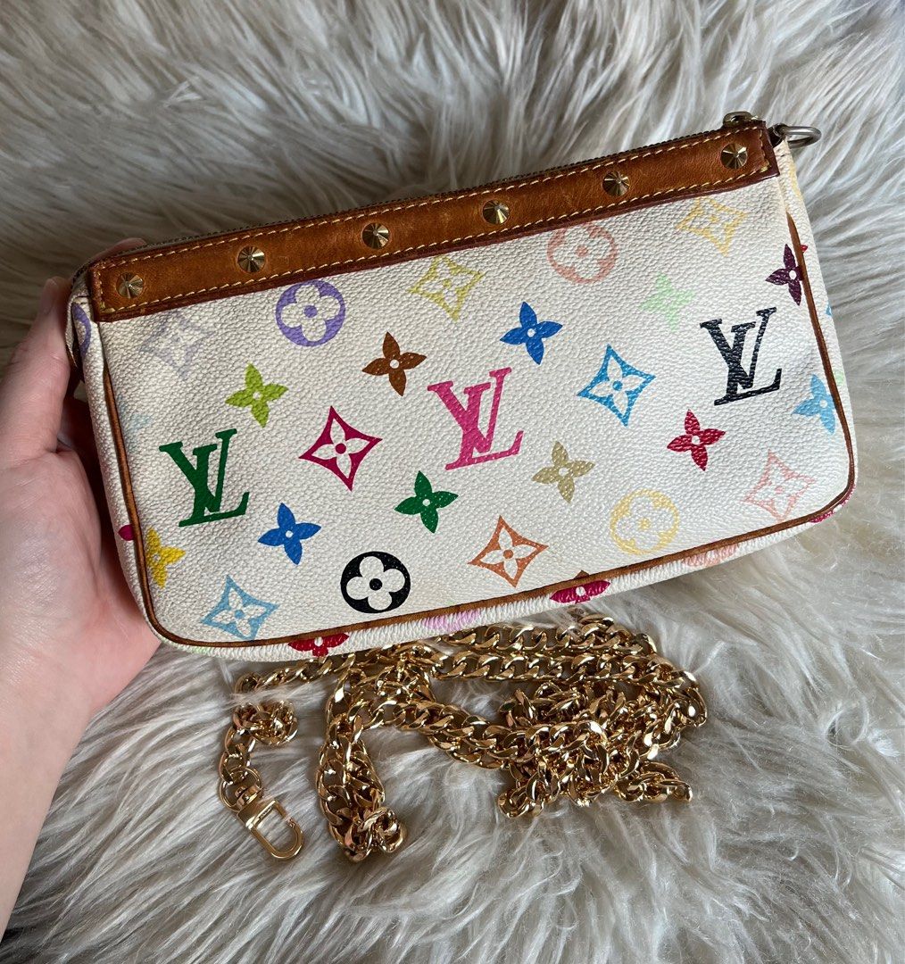 Authentic Louis Vuitton Multicolor Pochette Black Takashi Murakami, Luxury,  Bags & Wallets on Carousell