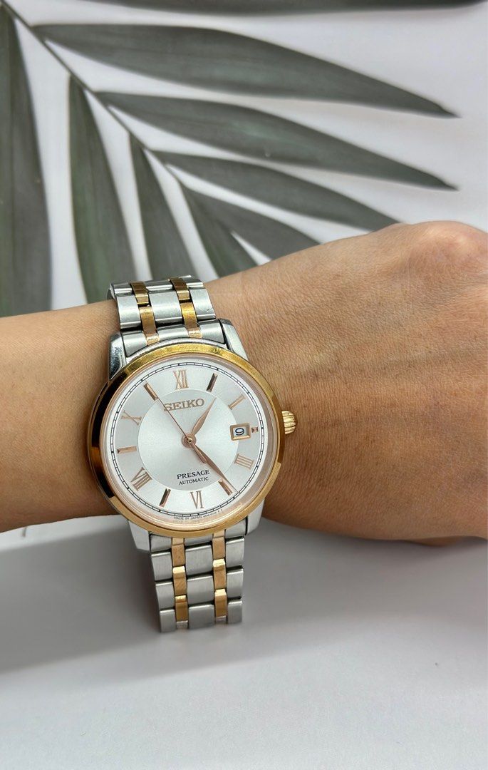 SEIKO PRESAGE 23jewels Automatic All Steel 2Tone RoseGold And