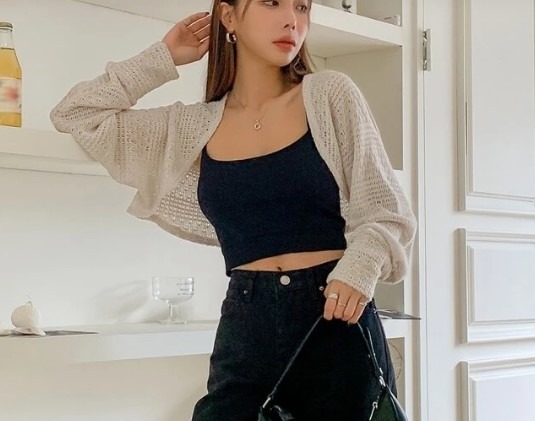 Open front cropped cardigan online