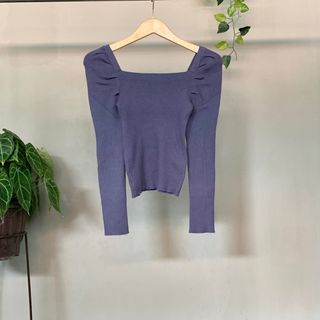 SQUARE NECK PUFFY PRESS BODY BRAND GRL WARNA BIRU DENIM