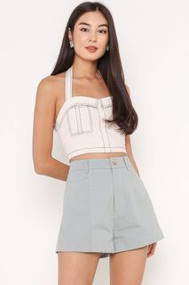 SUPERGURL CADEN CONTRAST STITCH SHORTS (ICEBERG BLUE)