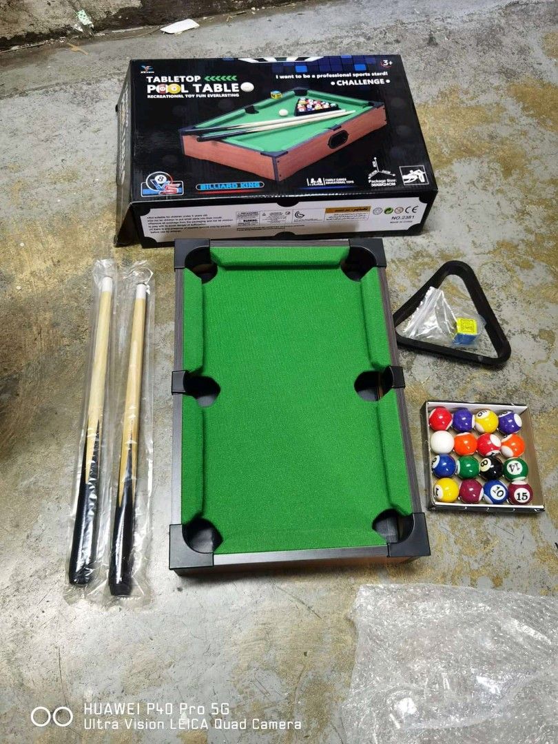 Tabletop Billiards Pool for kids (Category: Kids Toys) located in Manila. Submitted by bongsy999mall (Listing ID 1253880743, Image 1). Description: Location: Binondo Price Posted Cash On Delivery Gcash Payment Lalamove Delivery.