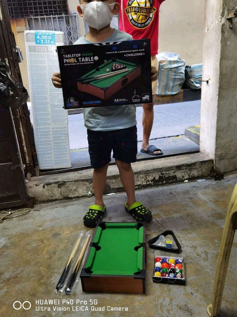 Tabletop Billiards Pool for kids (Category: Kids Toys) located in Manila. Submitted by bongsy999mall (Listing ID 1253880743, Image 2). Description: Location: Binondo Price Posted Cash On Delivery Gcash Payment Lalamove Delivery.