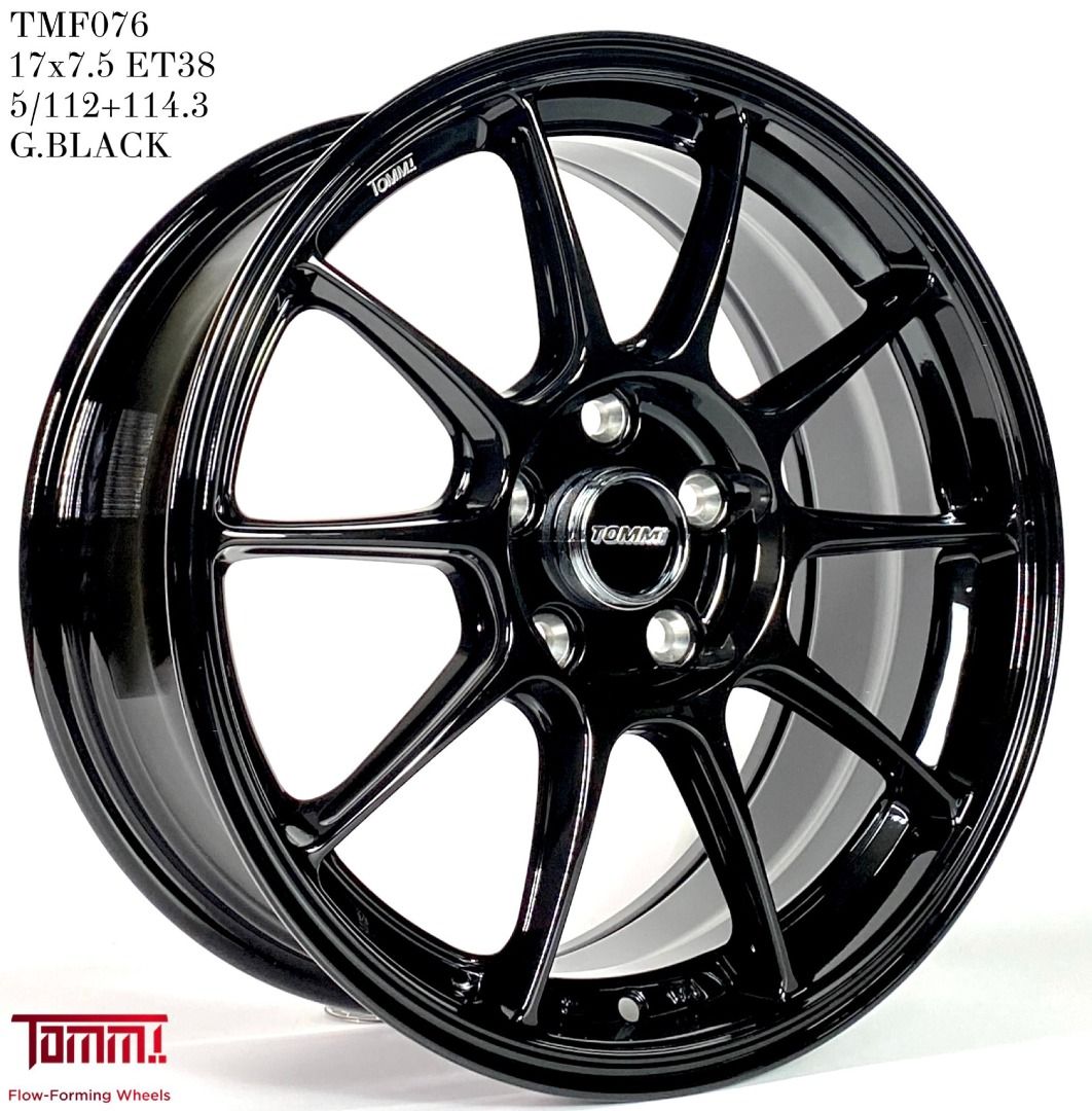 Tommi Rims TMF076 17" Flow Forming Wheels Gloss Black, Car