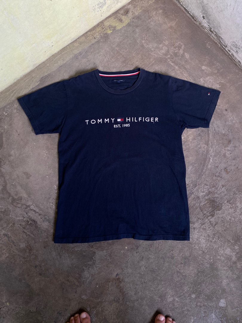 Tommy Hilfiger Logo Font Flag Navy Blue Tees Thom Browne Prada Lacoste