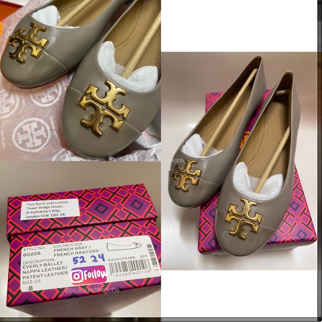 Tory burch french gray flats on sale