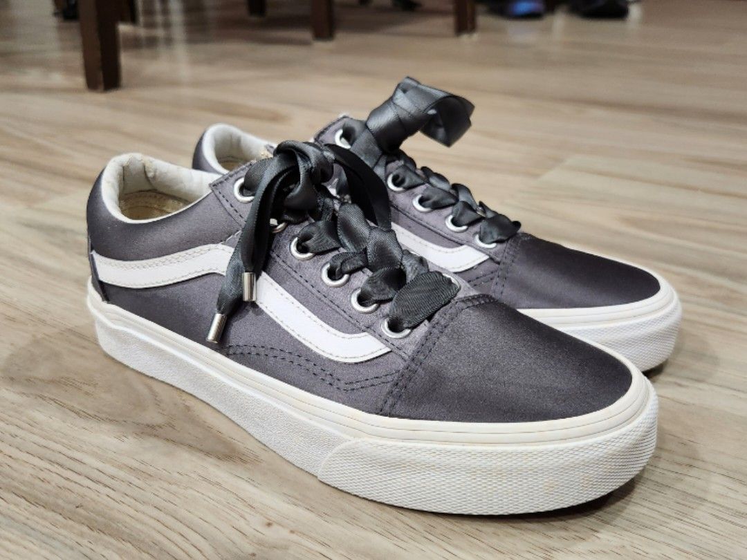 Grey satin cheap vans